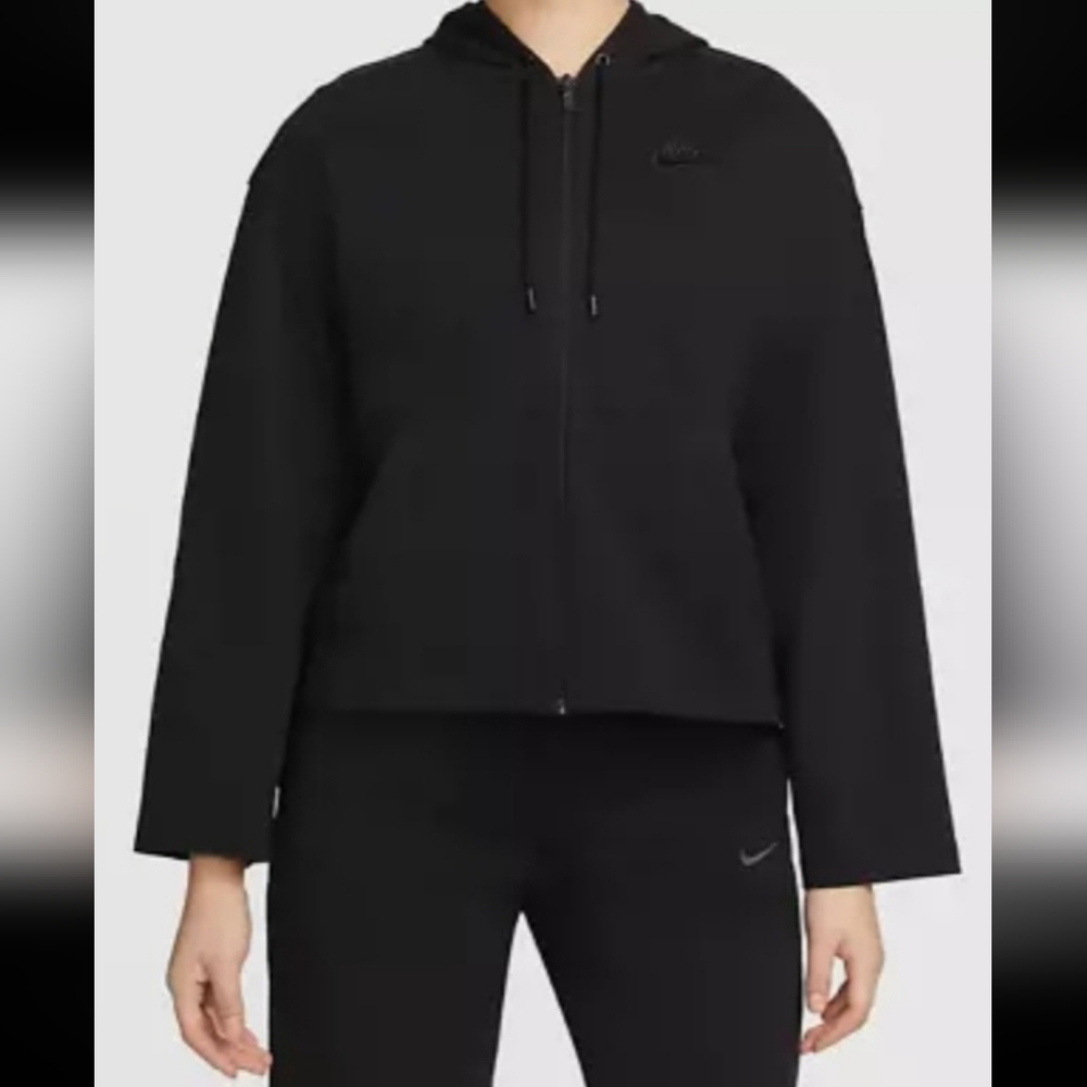 WOMEN'S Nike Full Zip Hoodie Black Wide Arms Size Medium ✨️HP✨️ - Picture 1 of 13